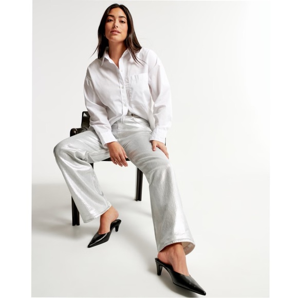 NWT • A&F Silver Metallic Jeans - Picture 8 of 12